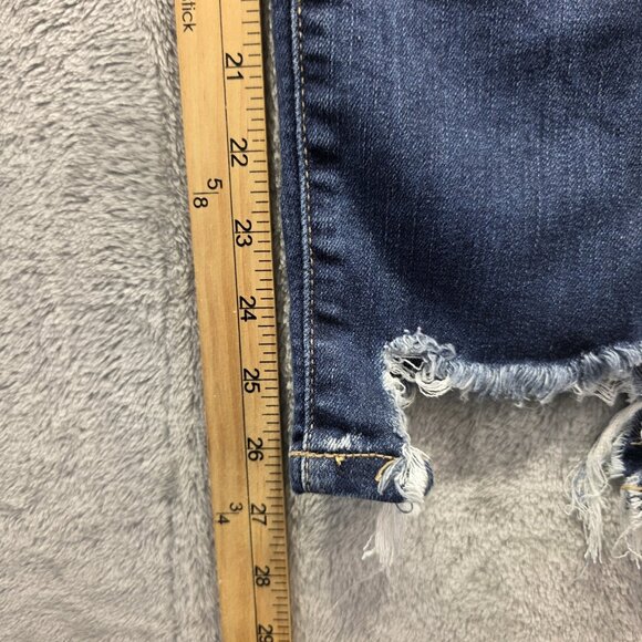 Judy Blue Jeans Womens 5 27 Blue Distressed Relaxed Fit Frayed Hem Stretch Denim - Picture 10 of 12